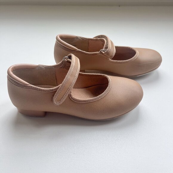 Linodes Velcro Closure Tan Girls Size 2 Tap Shoe - Picture 3 of 7
